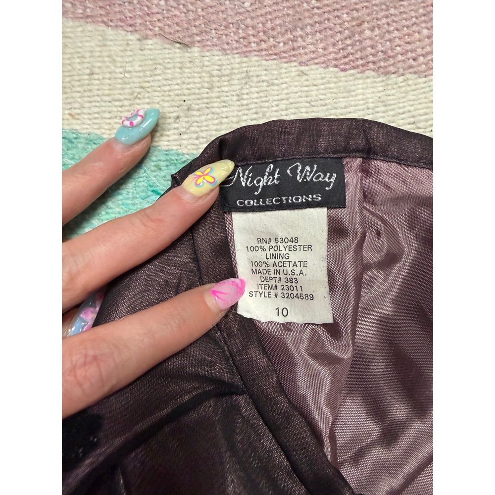 Vintage Night Way Formal Maxi Skirt Sz10 Black Floral Flocked Mesh Gothic Prom - Picture 4 of 7